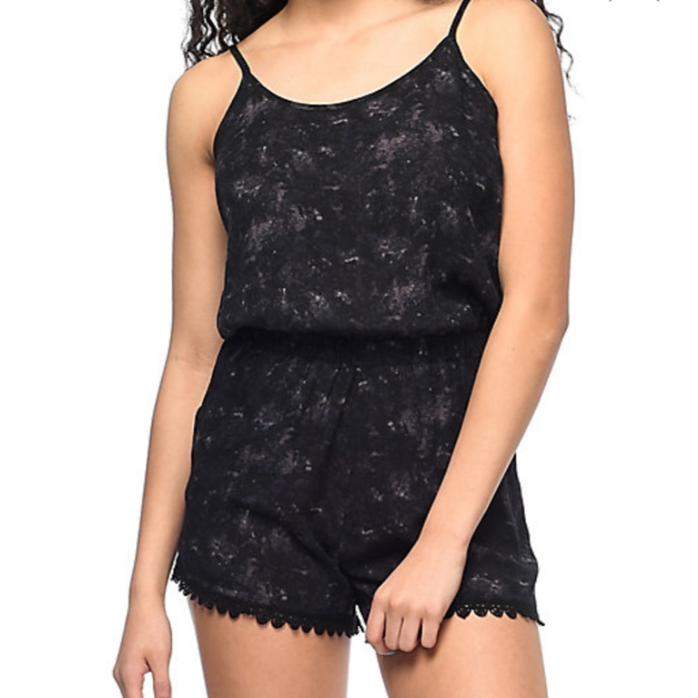 Black Tie Dye Romper with Pockets
